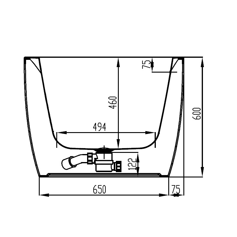 Hoesch Procasa Oval Badewanne, freistehend 180x80 Monoblock mit Befüllung