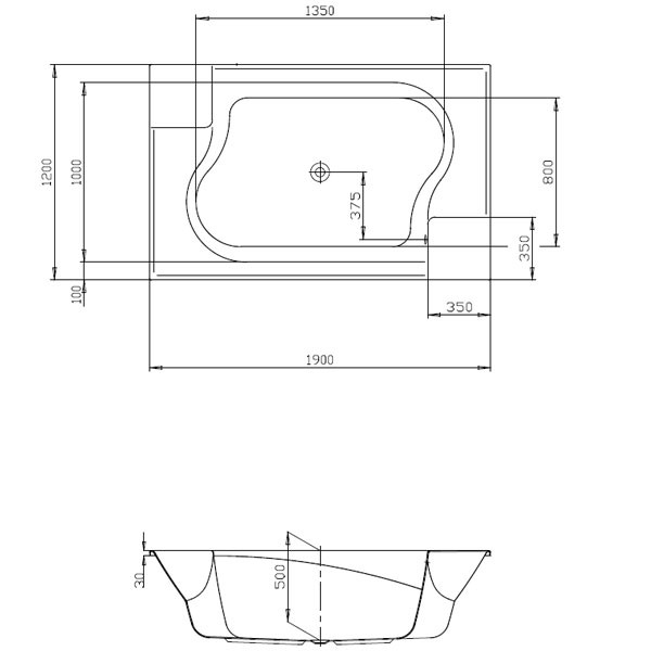 Hoesch Santee 1900x1200x500 mm Rechteckbadewanne Einbaubadewanne Weiß 6652.010