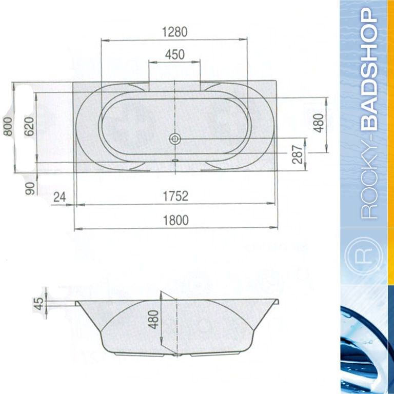 Hoesch Spectra 1800x800 Oval Badewanne Acryl 6481.010