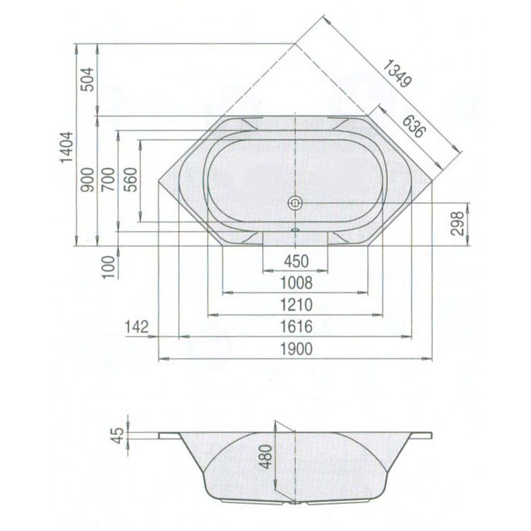 Hoesch Spectra 1900x900 6-Eck Badewanne Acryl 3652.010