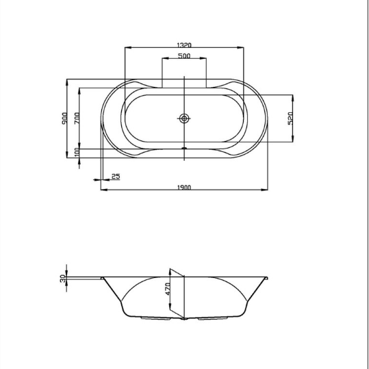 Hoesch Spectra 1900x900 Oval Badewanne Acryl 6626.010