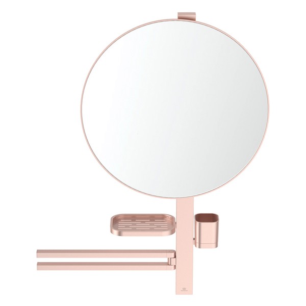 IS Beauty Bar Accessoires-Kombi. Alu+ L800 mit Spiegel d:500mm Rose