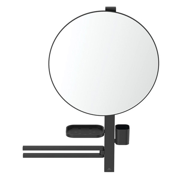 IS Beauty Bar Accessoires-Kombi. Alu+ L800 mit Spiegel d:500mm Silk Black