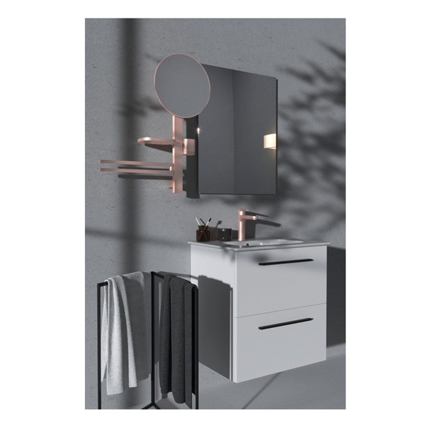 IS Beauty Bar Accessoires-Kombi. Alu+ M700 mit Spiegel d:320mm Rose