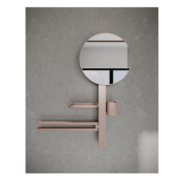 IS Beauty Bar Accessoires-Kombi. Alu+ M700 mit Spiegel d:320mm Rose