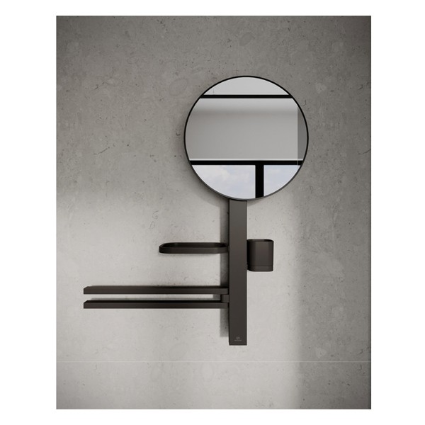 IS Beauty Bar Accessoires-Kombi. Alu+ M700 mit Spiegel d:320mm Silk Black