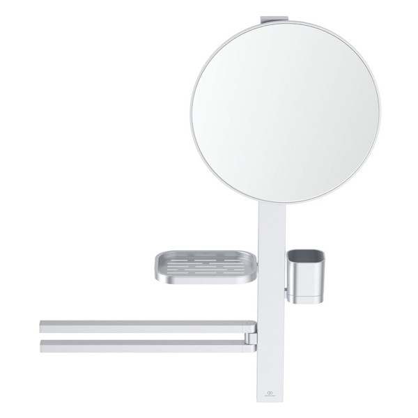 IS Beauty Bar Accessoires-Kombi. Alu+ M700 mit Spiegel d:320mm Silver