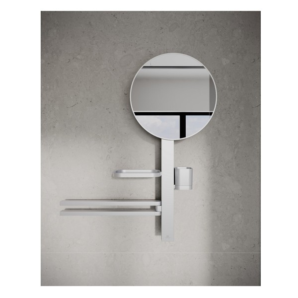 IS Beauty Bar Accessoires-Kombi. Alu+ M700 mit Spiegel d:320mm Silver
