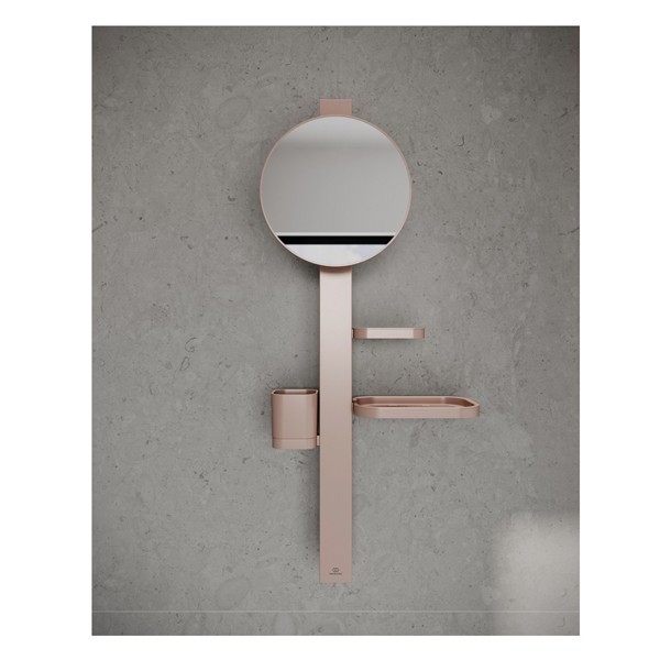 IS Beauty Bar Accessoires-Kombi. Alu+ S700 mit Spiegel d:200mm Rose
