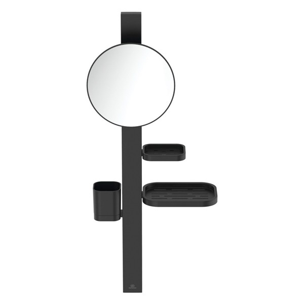 IS Beauty Bar Accessoires-Kombi. Alu+ S700 mit Spiegel d:200mm Silk Black