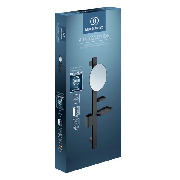IS Beauty Bar Accessoires-Kombi. Alu+ S700 mit Spiegel d:200mm Silk Black