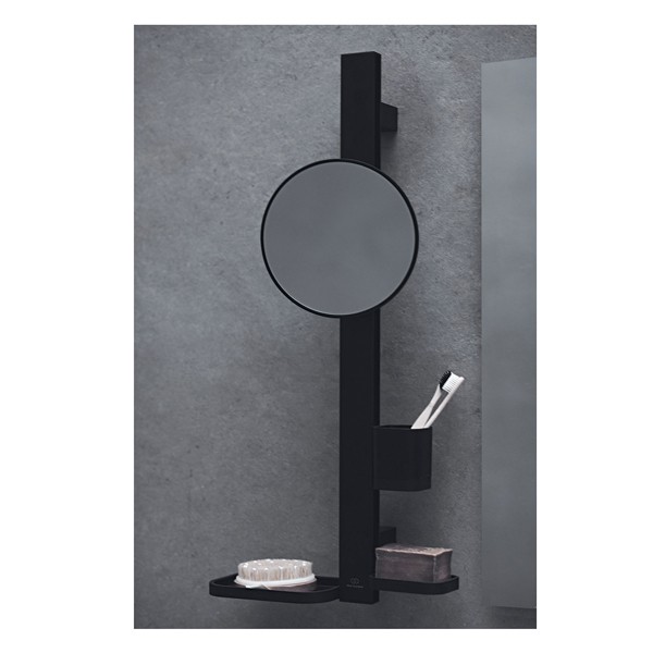 IS Beauty Bar Accessoires-Kombi. Alu+ S700 mit Spiegel d:200mm Silk Black
