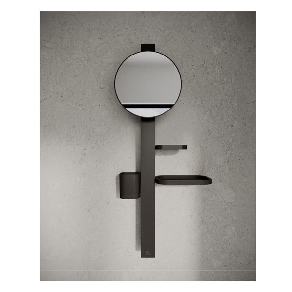 IS Beauty Bar Accessoires-Kombi. Alu+ S700 mit Spiegel d:200mm Silk Black