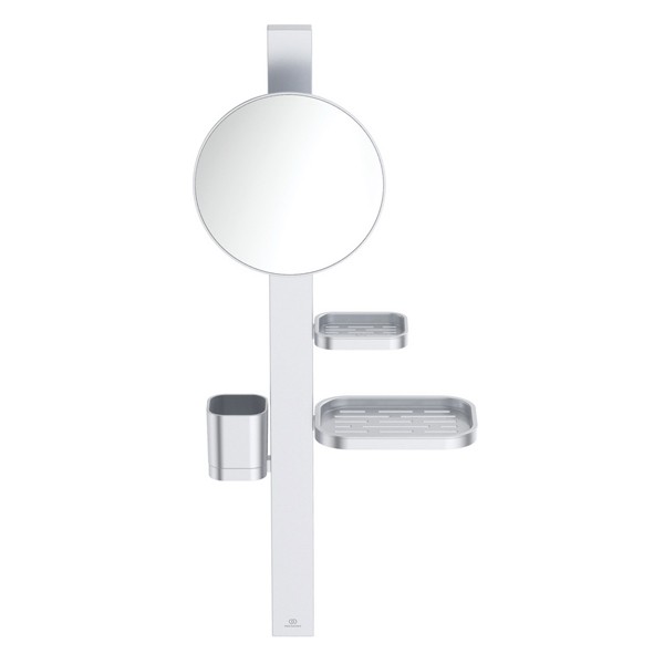 IS Beauty Bar Accessoires-Kombi. Alu+ S700 mit Spiegel d:200mm Silver