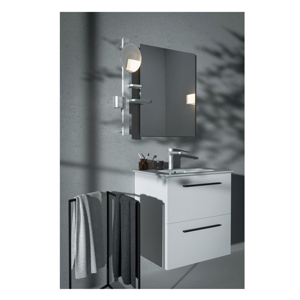 IS Beauty Bar Accessoires-Kombi. Alu+ S700 mit Spiegel d:200mm Silver