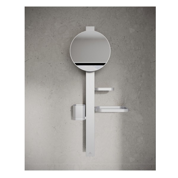 IS Beauty Bar Accessoires-Kombi. Alu+ S700 mit Spiegel d:200mm Silver