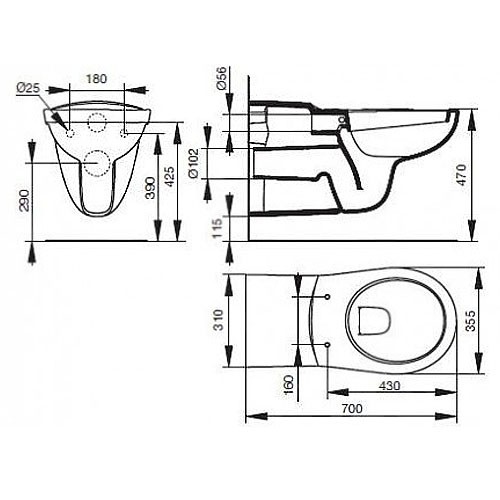 Ideal Standard Contour 21 wandhängendes-Tiefspül-WC V340401