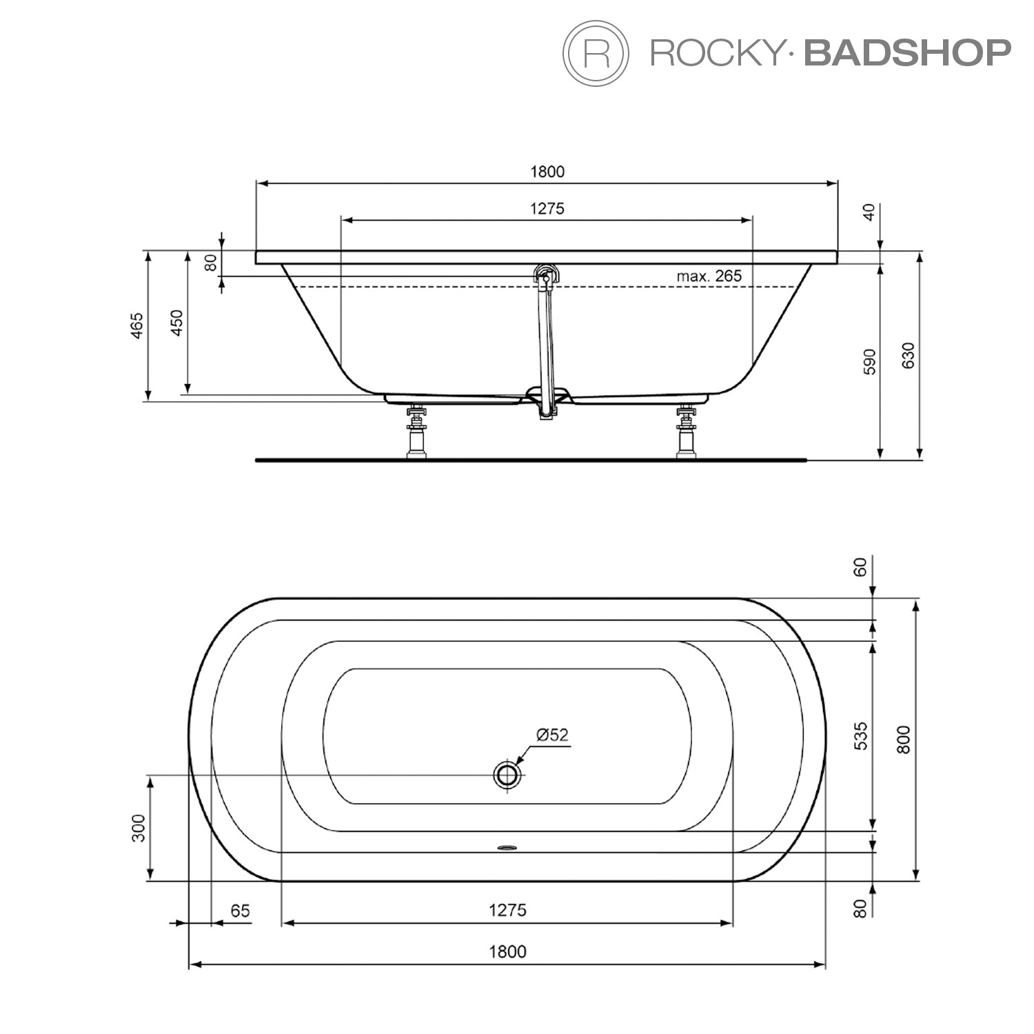 Ideal Standard Hotline Neu 1800x800 Oval Badewanne K275601