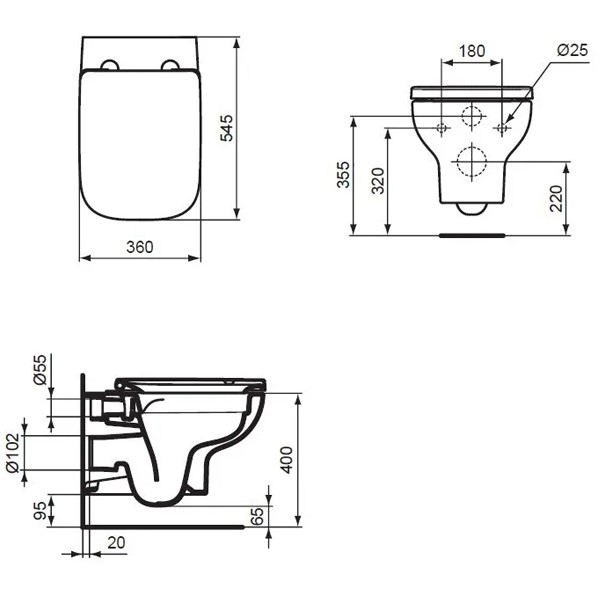 IS WC-Paket Ideal Standard i.Life Randlos m.WC-Sitz Softclose Weiß