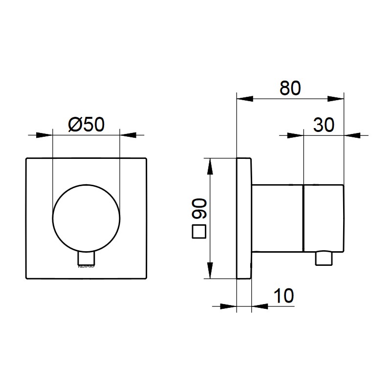 KE 2-Wege Umstellv. IXMO Comfort 59556, eckig, Aluminium-finish