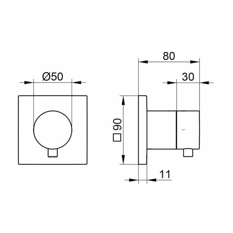 KE 2-Wege Ab-u.Umstellv.IXMO Comf.59557, eckig, Edelstahl-finish