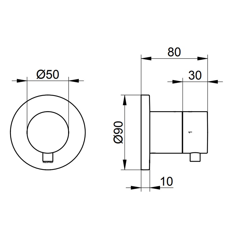 KE 2-Wege Ab-u.Umstellv.IXMO Comf.59557, rund, Edelstahl-finish