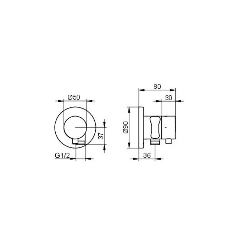KE 2-Wege Ab-u.Umstellv.IXMO Comf.59557, Schlauchan./Brauseh.rund, Alu-finish