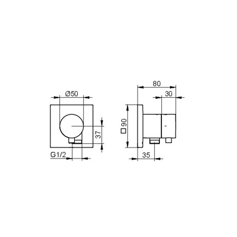 KE 2-Wege Ab-u.Umstellv.IXMO Comf.59557, Schlauchanschluss,eckig, Alu-finish