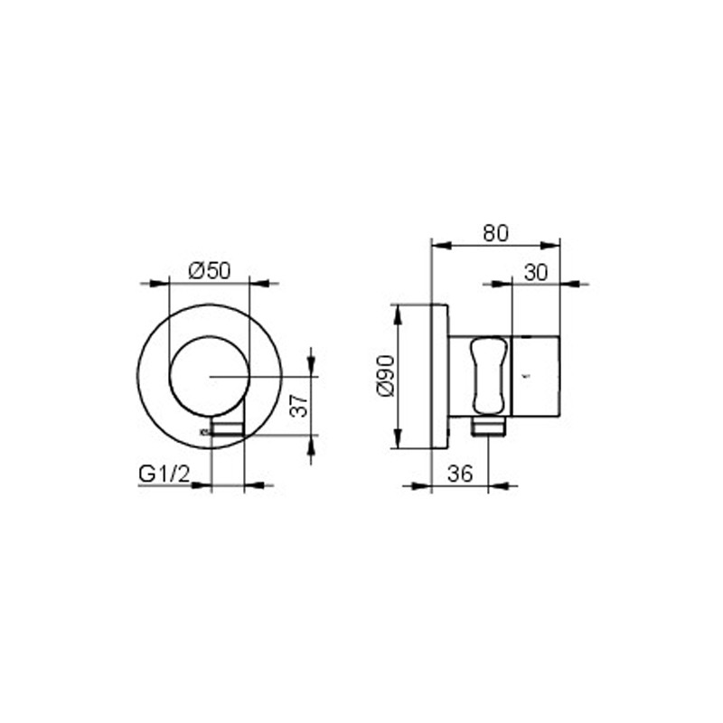 KE 2-Wege Ab-u.Umstellv.IXMO Pure 59557, Schlauchan./Brauseh.rund, Alu-finish