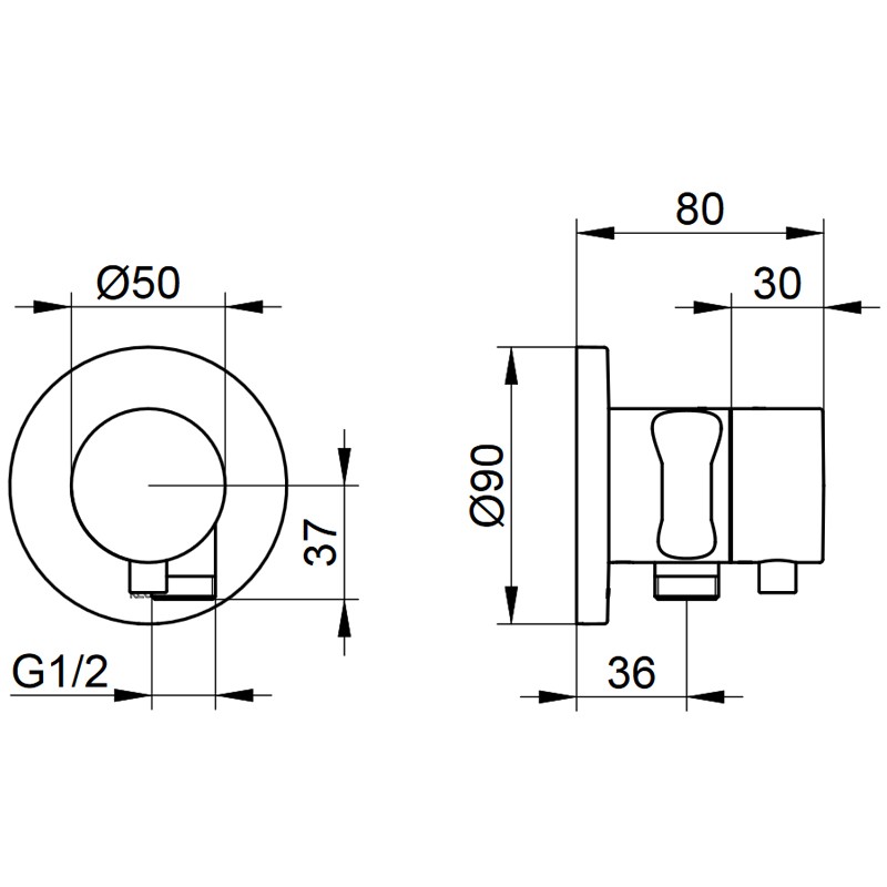 KE 2-Wege Umstellv. IXMO Comfort 59556, Schlauchan./Brauseh.,rund,Nickel geb.