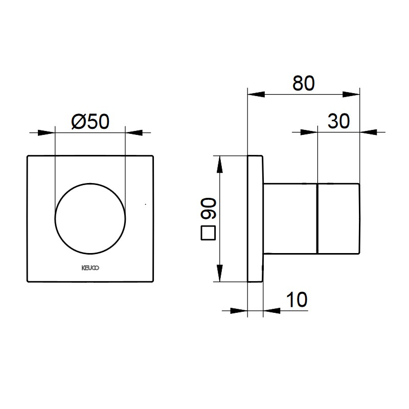 KE 2-Wege Umstellventil IXMO Pure 59556, eckig, Nickel gebürstet