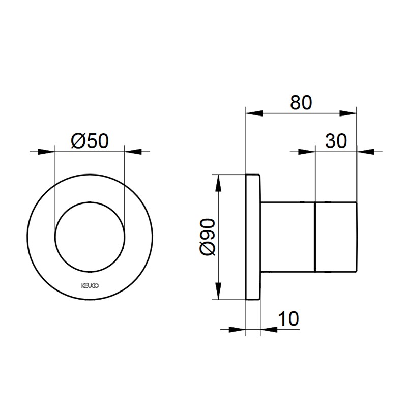 KE 2-Wege Umstellventil IXMO Pure 59556, rund, Nickel gebürstet
