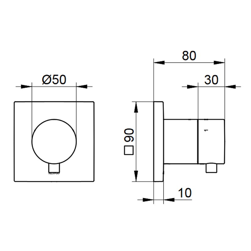 KE 3-Wege Ab-u.Umstellv.IXMO Comf.59549, eckig, Aluminium-finish