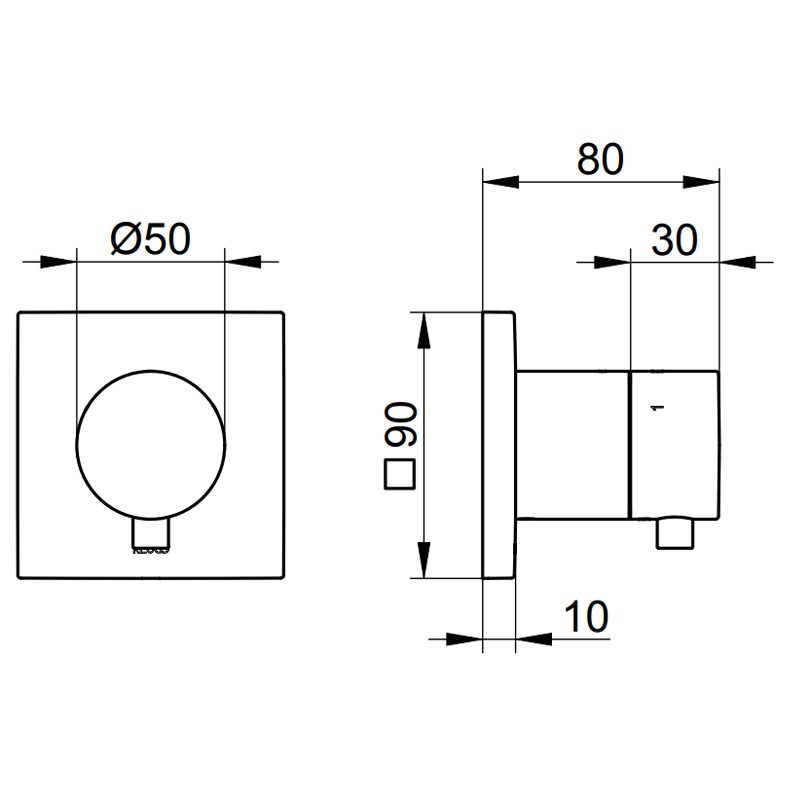 KE 3-Wege Ab-u.Umstellv.IXMO Comf.59549, eckig, Edelstahl-finish