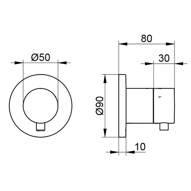 KE 3-Wege Ab-u.Umstellv.IXMO Comf.59549, rund, Schwarzchrom gebürstet