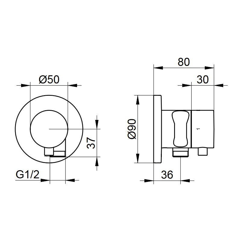 KE 3-Wege Ab-u.Umstellv.IXMO Comf.59549, Schlauchan./Brauseh., rund, Alu-finish
