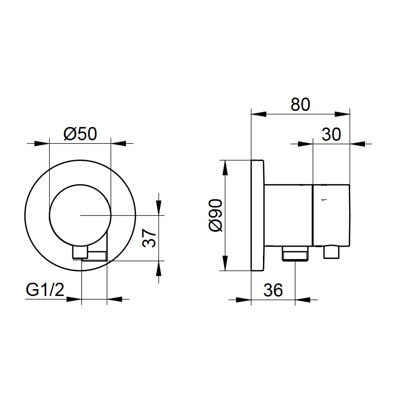KE 3-Wege Ab-u.Umstellv.IXMO Comf.59549, Schlauchan., rund, Aluminium-finish
