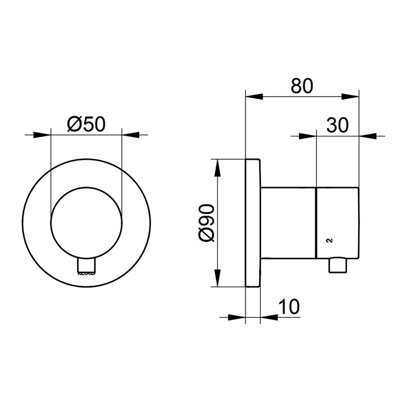 Keuco 3-Wege Umstellventil IXMO Comf.59548, rund, verchromt