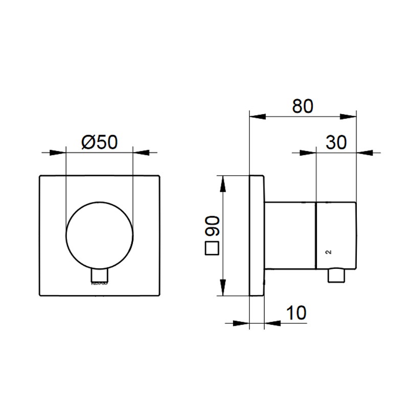 KE 3-Wege Umstellventil IXMO Comf.59548, eckig, Aluminium-finish