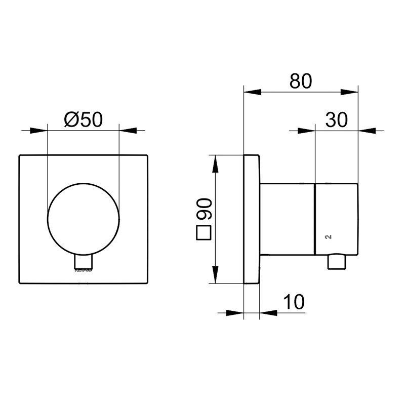 KE 3-Wege Umstellventil IXMO Comf.59548, eckig, Edelstahl-finish