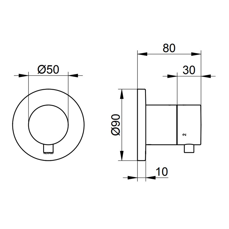 KE 3-Wege Umstellventil IXMO Comf.59548, rund, Edelstahl-finish