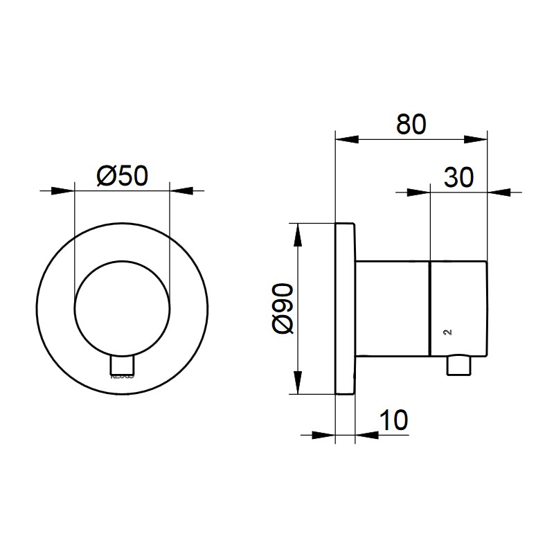 KE 3-Wege Umstellventil IXMO Comf.59548, rund, Nickel gebürstet