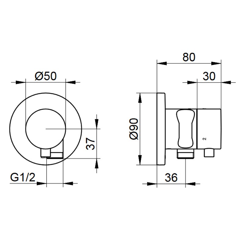 KE 3-Wege Umstellventil IXMO Comf.59548, Schlauchanschl./Brauseh.,rund,Nickel geb