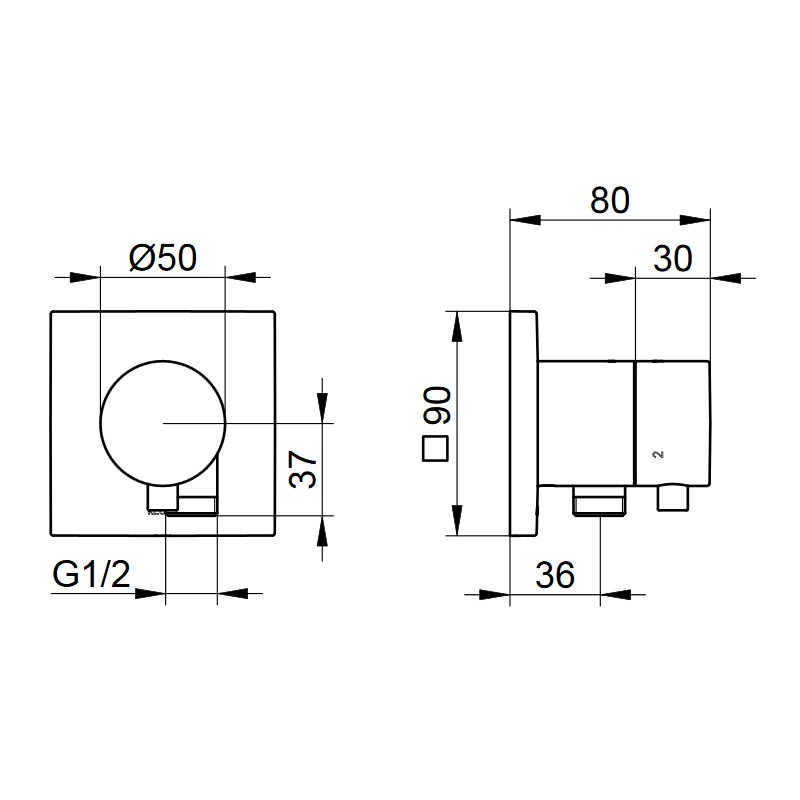 KE 3-Wege Umstellventil IXMO Comf.59548, Schlauchanschluss, eckig, Nickel geb.