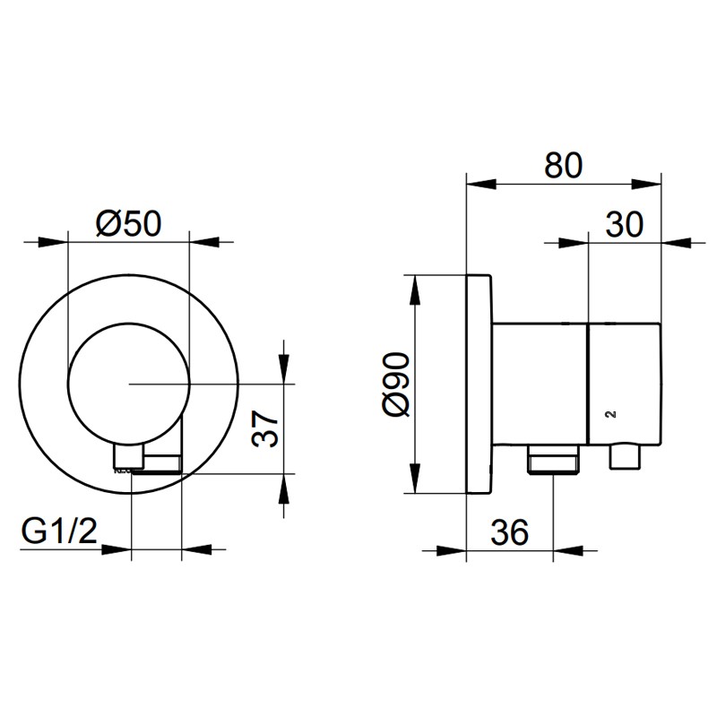 KE 3-Wege Umstellventil IXMO Comf.59548, Schlauchanschl., rund, Edelstahl-finish