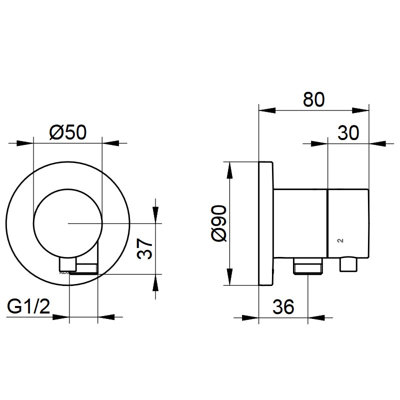 KE 3-Wege Umstellventil IXMO Comf.59548, Schlauchanschl.,rund,Schwarzchrom geb.