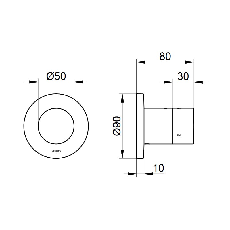 KE 3-Wege Umstellventil IXMO Pure 59548, rund, Aluminium-finish