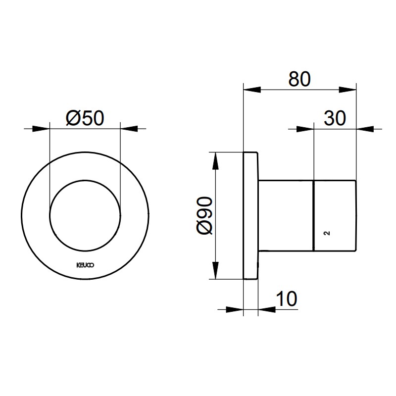 Keuco 3-Wege Umstellventil IXMO Pure 59548, rund, verchromt