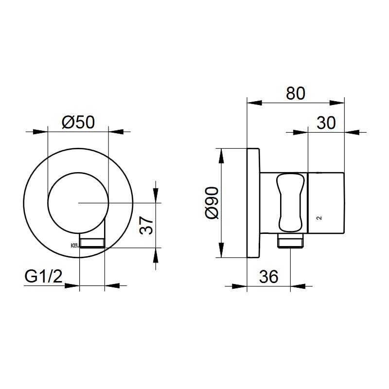 KE 3-Wege Umstellventil IXMO Pure 59548 Schlauchan./Brauseh.rd,Schwarzchrom geb.