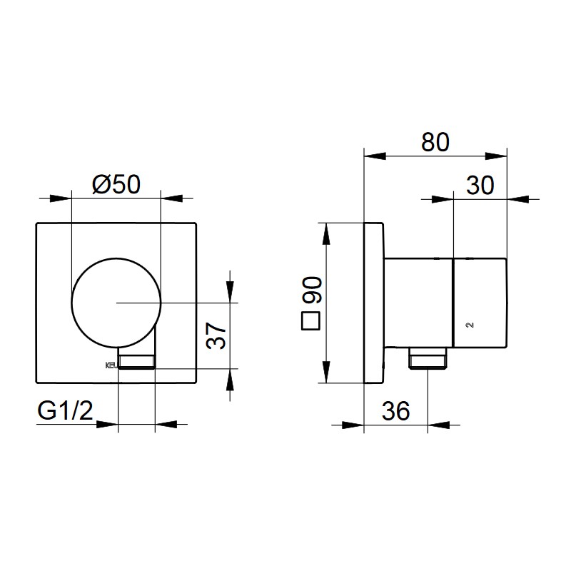 KE 3-Wege Umstellventil IXMO Pure 59548, Schlauchanschluss, eckig, Bronze geb.